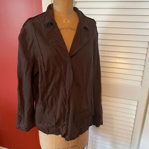 CHICO’S SPA | brown lightweight tattered hem jacket size 2 or M